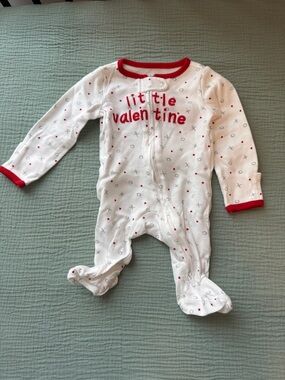 Carter's White and Red 'Little Valentine' Footed One-Piece